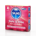 Skins Condoms Dots & Ribs 4 Pack Skins Condoms / Wholesale Condoms / Skins Sexual Health / Skins