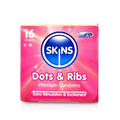 Skins Dots & Ribbed Condoms (4, 12, 16) Condoms Skins 16 Pack (Cube)