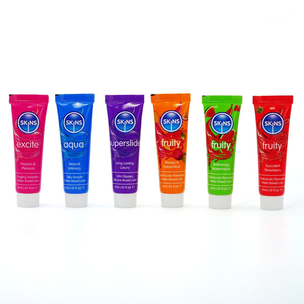 Skins 12ml Sampler Tubes - Vital & Fruity Lubes 6 Pack New Products / Condoms & Lubes / Wholesale Lubes / Skins Sexual Health / Skins 
