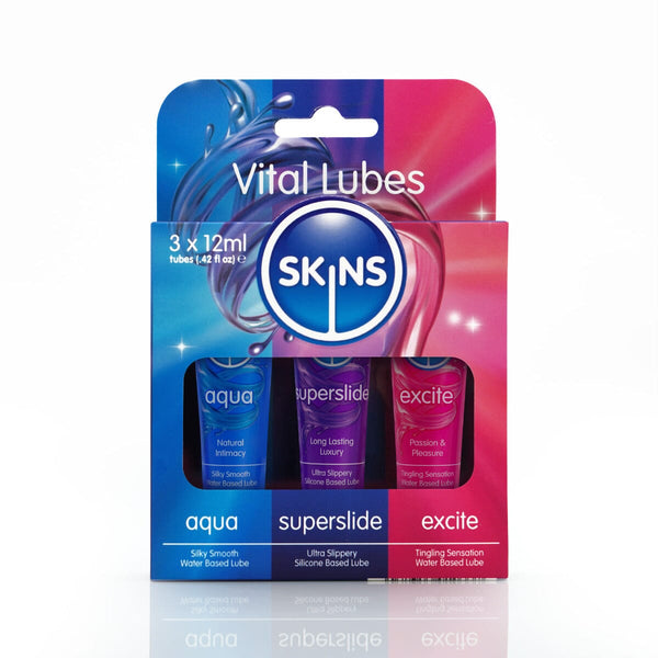Skins 12ml Sampler Tubes - Vital Lubes 3 Pack New Products / Condoms & Lubes / Wholesale Lubes / Skins Sexual Health / Skins 