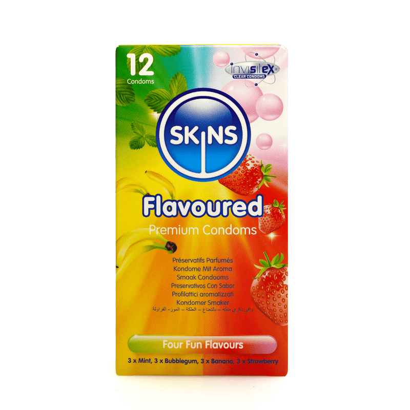 Skins Assorted Flavoured Condoms (4, 12, 16) Condoms Skins 12 Pack 