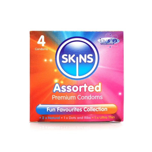Skins Condoms Assorted 4 Pack - D&R NAT UT Skins Condoms / Wholesale Condoms / Skins Sexual Health / Skins 