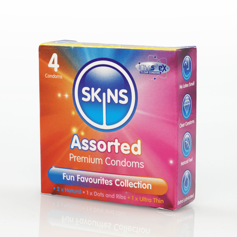 Skins Condoms Assorted 4 Pack - D&R NAT UT Skins Condoms / Wholesale Condoms / Skins Sexual Health / Skins 