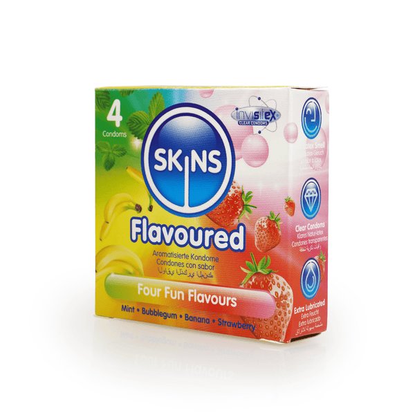 Skins Condoms Flavours 4 Pack Skins Condoms / Wholesale Condoms / Skins Sexual Health / Skins 