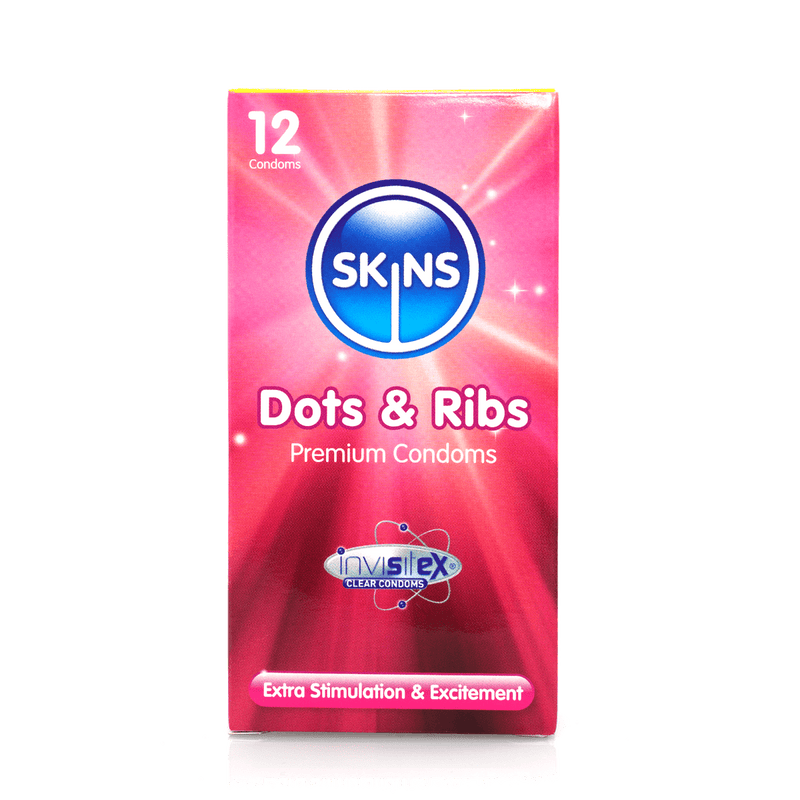 Skins Dots & Ribbed Condoms (4, 12, 16) Condoms Skins 12 Pack 
