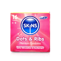 Skins Dots & Ribbed Condoms (4, 12, 16) Condoms Skins 16 Pack (Cube) 