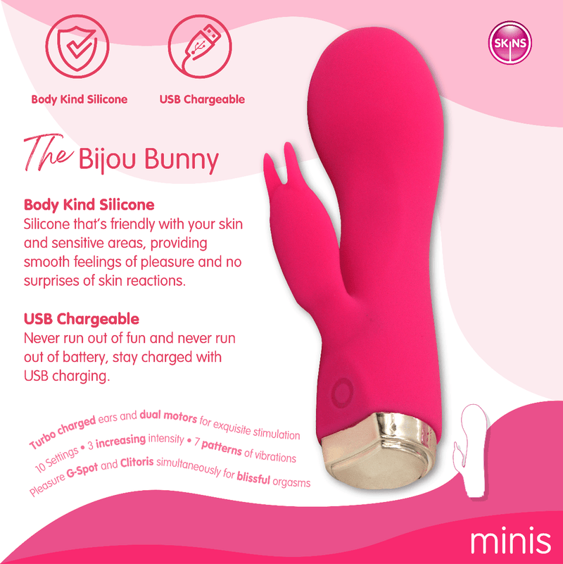 Skins Minis - The Bijou Bunny New Products / Sex Toys / Bullets & Mini Vibes / Rabbit Vibrators / Skins Sexual Health / Skins 