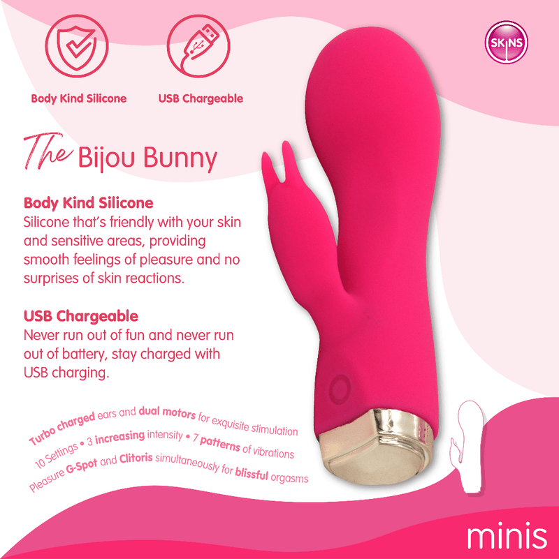 Skins Minis - The Bijou Bunny New Products / Sex Toys / Bullets & Mini Vibes / Rabbit Vibrators / Skins Sexual Health / Skins 