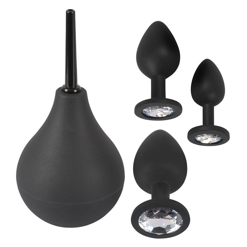 Jewelled Butt Plug Set with Douche Butt Plug Training Sets Your Pleasure Toys 